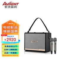 爱浪（Avlight）A08桌面蓝牙音响户外便携式广场舞手提音箱家用ktv设备大功率卡拉ok【黑色】