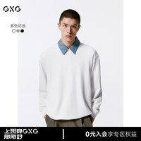 GXG男装 多色后背印花潮流时尚圆领卫衣24年秋季G24X313004 白色 170/M