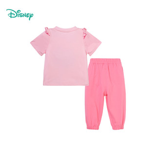 迪士尼宝宝（Disney Baby）童装女童短袖套装米妮卡通休闲套装舒适透气24年夏 桃粉 140