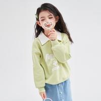 【甜美翻领 字母印花】女童24春秋中大童儿童春装套头卫衣
