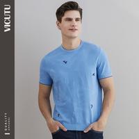 男士短袖针织T恤衫夏时尚休闲圆领半袖