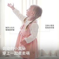 戴维贝拉女童连衣裙2024秋装女宝假两件卡通裙子