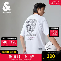 杰克·琼斯（JACK&JONES）秋季男士NBA联名布鲁克林队略宽松运动短袖T恤男224301004 本白色A06 常规 本白色A06 175/96A/M