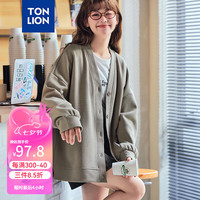 唐狮 TONLION2024秋装新款秋季新款外套女V领针织开衫外套TB 核桃卡