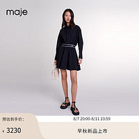 Maje2024早秋女装黑色短款设计感收腰衬衫连衣裙MFPRO03715 黑色 T40