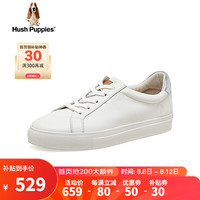 暇步士(Hush Puppies)小白鞋女士休闲平底百搭低帮板鞋N4A01AM3 白色 3