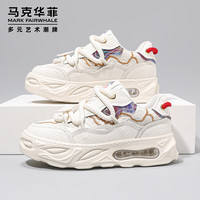马克华菲休闲鞋男时尚潮流轻便老爹鞋耐磨厚底增高百搭男鞋 白色 39