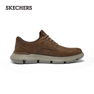 斯凯奇（Skechers）男鞋皮鞋商务户外休闲正装鞋软底办公通勤鞋德比鞋204906 浅浅棕色/LUG 45