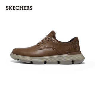 斯凯奇（Skechers）男鞋皮鞋商务户外休闲正装鞋软底办公通勤鞋德比鞋204906 浅浅棕色/LUG 46