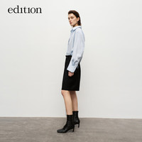 edition西装短裤女2024秋季新款工装大口袋羊毛直筒短裤配腰带 黑色