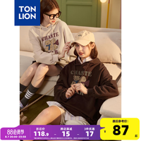 唐狮(TonLion)唐狮2024早秋连帽卫衣女卡通印花帽衫美拉德穿搭落肩卫衣dx 沙砾色 XL