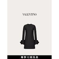 华伦天奴VALENTINO女士CREPE COUTURE刺绣短款连衣裙 黑色 36