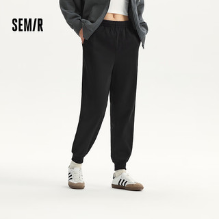 森马（Semir）休闲裤女简约长裤ins潮2024秋黑色卫裤显腿长 黑色90001 175/78A/XXL