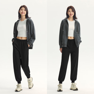 森马（Semir）休闲裤女简约长裤ins潮2024秋黑色卫裤显腿长 黑色90001 175/78A/XXL
