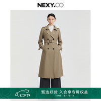 奈蔻2024年秋季新款通勤双排扣英伦风中长款风衣外套女 灰橙黄色