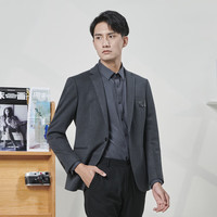 利郎(LILANZ)西装外套男修身24秋季含绵羊毛肌理提花男士西服上衣单西 蓝灰(23QDX023SA) 170/84A