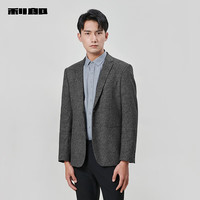 利郎（LILANZ）肌理感休闲西服外套男修身商务正装上衣24秋季男士单西 黑灰（23QDX221SA） 165/80A