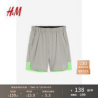 H&M【 MOVE DryMove™】男士运动裤24夏季跑步短裤1164485 灰色/浅绿色 165/72