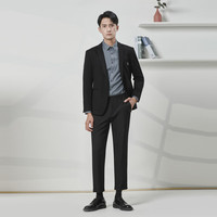 利郎（LILANZ）西装外套男修身24秋季含绵羊毛肌理提花男士西服上衣单西 黑（23QDX021SA） 165/80A