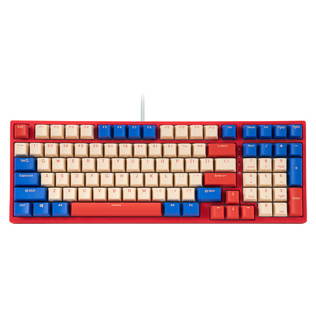 RAESHA 瑞翼鲨 KG050 思巴达 98键 有线机械键盘 中国红 金轴 RGB