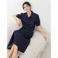 2024夏装复古丹宁风泡泡袖上衣A字半身裙两件套女式牛仔套装
