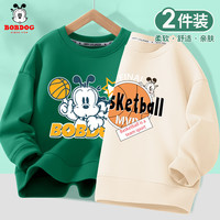 BoBDoG巴布豆男童卫衣儿童秋装宽松休闲上衣舒适套头衫棉质打底长袖中大童童装 绿 搭档巴布+米白 橙球巴布 160