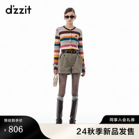 DZZIT地素短裤2024秋季植绒工艺复古摩登风潮裤子女 深卡其色 S