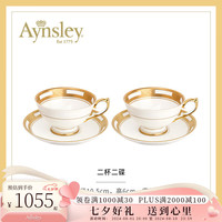 AYNSLEY英国安斯丽女王系列白金骨瓷咖啡杯碟高颜值下午茶陶瓷高颜值瓷器 雅典2杯2碟礼盒装2个180ml 雅典2杯2碟礼盒装 2个 180ml