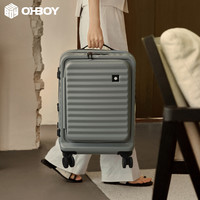ohboy侧开盖行李箱女可扩展多功能20寸拉杆旅行箱登机密码皮箱男 蔚蓝色-前开仓更大更轻便-可扩容 24寸Plus-托运箱-全面扩容大深仓系列≈常规26寸