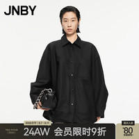 江南布衣 JNBY24秋衬衫女宽松长袖H型5O7211930 001/本黑 M
