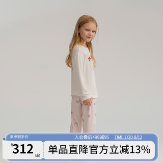 爱慕儿童（AIMER KIDS）3A抑菌柔软舒爽儿童家居服睡衣男女童套头长睡衣/睡裤奶皮衣 睡裤-甜梦猫咪AK142F651 100cm