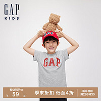 Gap 盖璞 男女童2024春季新款LOGO撞色纯棉圆领短袖T恤儿童装上衣 灰色A00686 140cm(M)亚洲尺码