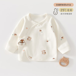 婧麒 新生婴儿衣服52码宝宝a类纯棉长袖半背衣初生上衣和尚服夏季 贪吃松鼠 52cm