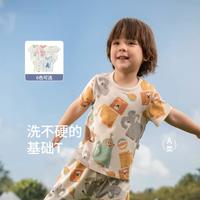 aqpa儿童T恤纯棉男女童短袖宝宝上衣夏装满印套头衫