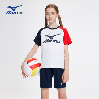 MIZUNO美津浓儿童速干套装夏季日韩童装T恤套装薄运动套装TZ24230272 红色 150cm (身高145-155cm)