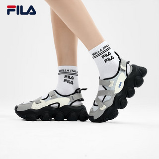 FILA 斐乐 女鞋FRAGOLA摩登凉鞋2024夏季时尚休闲草莓凉鞋 燧石灰/冰灰-EI 38