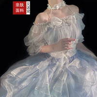 艾诺黛公主裙洛丽塔蓬蓬裙lolita全套lo裙夏季花嫁 op裙子+脖饰+腰封 S