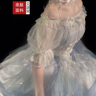艾诺黛公主裙洛丽塔蓬蓬裙lolita全套lo裙夏季花嫁 op裙子+脖饰+腰封 S