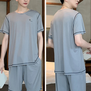 BENENEIN睡衣男夏季薄款冰丝短袖短裤男士夏天宽松大码家居服可外穿套装 NSALM-LMSJ643【凉感莫代尔】 XL（130-160斤）
