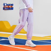 乔丹童装女童裤子儿童运动裤2024秋装大童梭织长裤宽松休闲裤女孩 凌霄紫 160cm