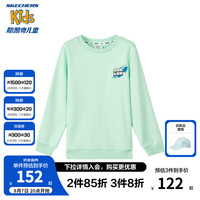 Skechers斯凯奇卫衣男女童秋季新款圆领长袖儿童休闲针织舒适上衣L324K006