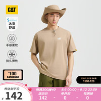 CAT卡特24夏男户外舒适透气SORONA印花LOGO凉感短袖T 卡其 M