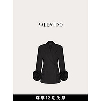 华伦天奴VALENTINO女士玫瑰花嵌饰夹克 黑色 36