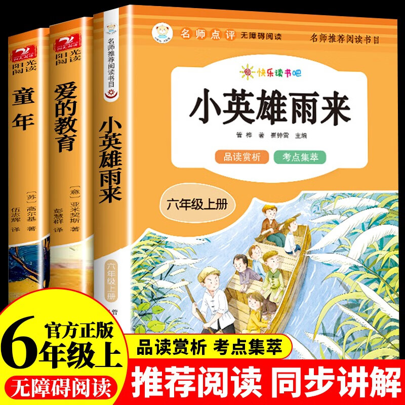 童年六年级课外阅读必读 小英雄雨来快乐读书吧六年级上册 爱的教育人教版语文教科书配套书目 图书儿童文学中小学教辅小书籍10-14岁阅读