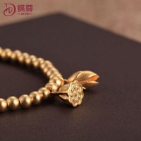 蝶尊足金999手链纯金两世欢黄金莲蓬手镯磨砂转运珠古法传承金珠