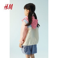 H&M童装大童男女童同款2024秋季拼接防风外套1234661 粉色/拼色 120/60