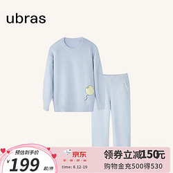 Ubras 迪士尼联名半边绒家居服女加绒睡衣冬季女加厚保暖睡衣 奶盐蓝色-女款 S