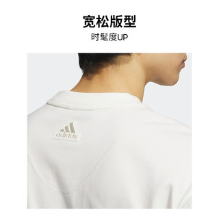 adidas休闲宽松上衣圆领短袖T恤男装夏季阿迪达斯轻运动 汉玉白 3XL