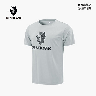 BLACKYAK 布来亚克（黑牦牛） BLACK YAK 布来亚克男士户外休闲圆领轻薄透气印花时尚清新短袖T恤097W 浅灰色 175