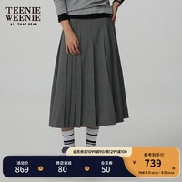 Teenie Weenie小熊秋季新款通勤沉稳垂感中长格纹裙时尚格雷系裙子 黑色 1
